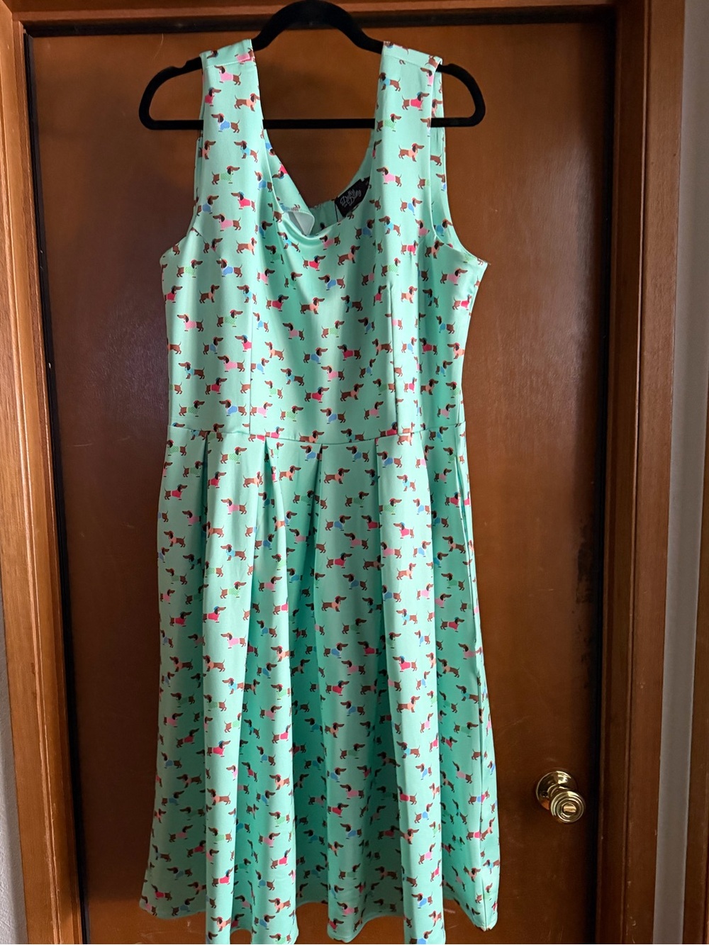 Modcloth Retro Mint Dachshund Print Fit & Flare Dress xl - Picture 4 of 7
